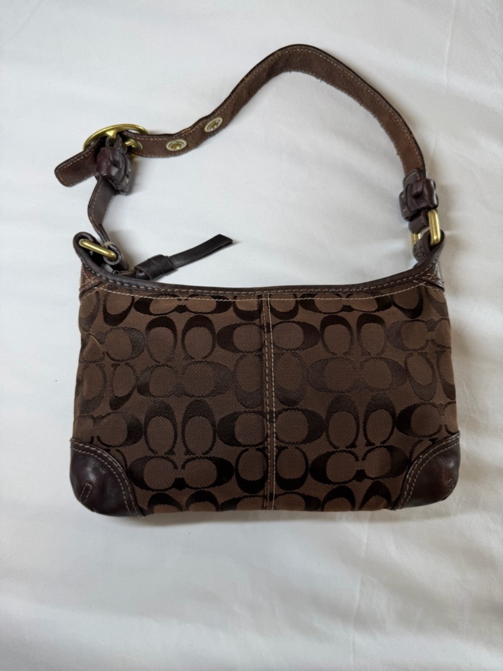 Vintage Coach Signature Shoulder Bag – Brown (Y2K Era)